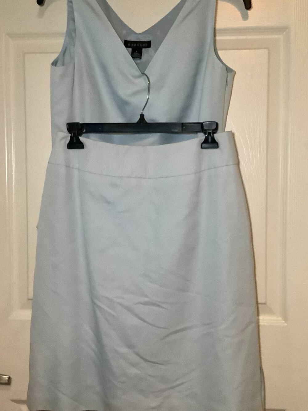 Harold's light blue two-piece skirt set